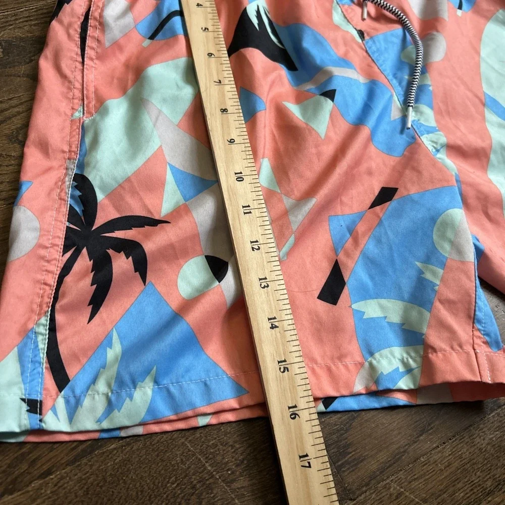 Boardies‎ Men's Swim Trunk Shorts Coral Palm Trees Pockets Mesh Drawstring Sz L